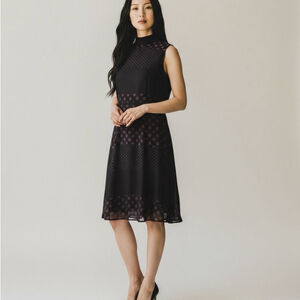 Who What Wear Women's Black and Pink Polka Dot Dress